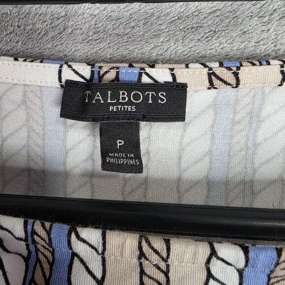 Womens Talbots Petites Nautical Rope Print Top 3/4 Sleeve Rayon Spandex Blend S - Picture 2 of 7